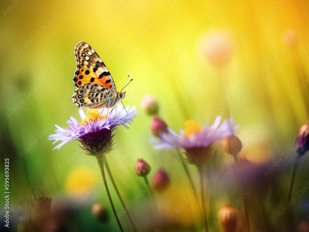 a butterfly on a flower - generative ai a butterfly on a flower - generative ai