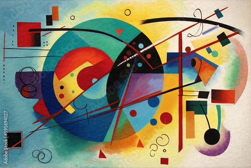 Colorful abstract painting in a geometric style reminiscent of Bauhaus - generative ai photo