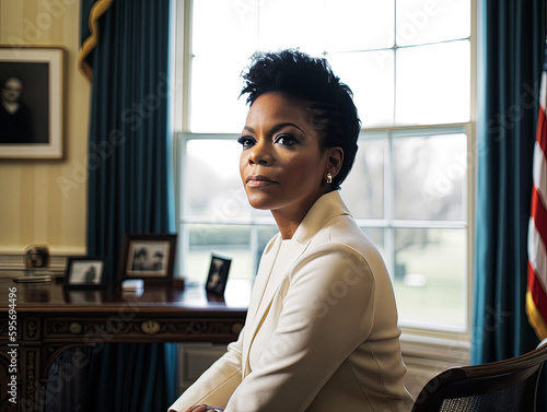 Breaking Barriers: First Black Female President in Oval Office - generative ai