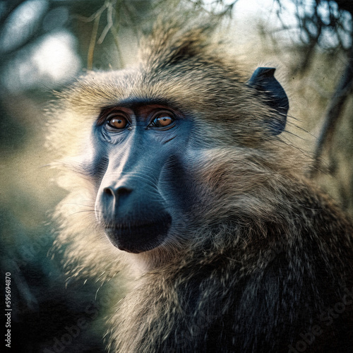Portrait of a baboon - generative AI © Uolir