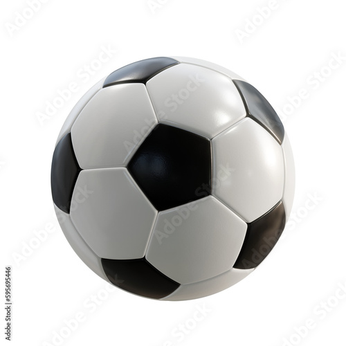Football or soccer ball isolated on transparent background. 3D rendering