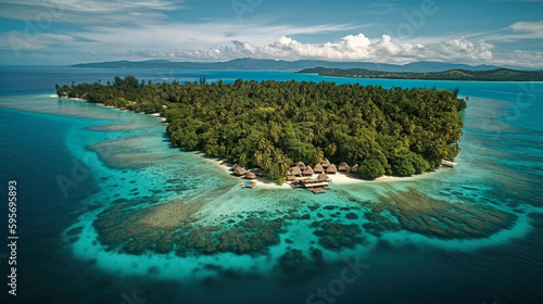 Paradise Found: A Breathtaking Aerial View of a Tropical Island - generative AI