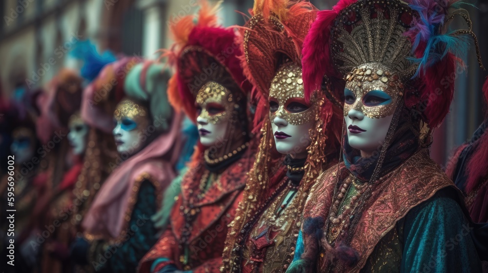 The Venetian carnival mask event. Generative AI