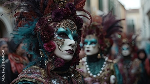 The Carnevale di Venezia in Italy. Generative AI © Mockup Station