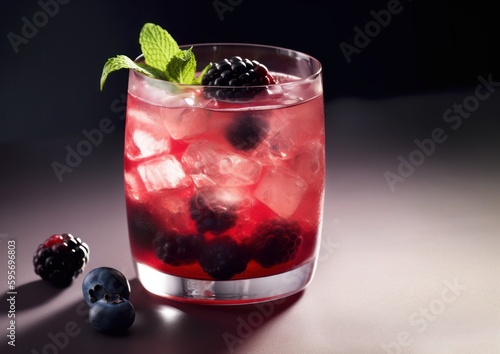 A Refreshing Berry Cocktail Drink. Generative AI.