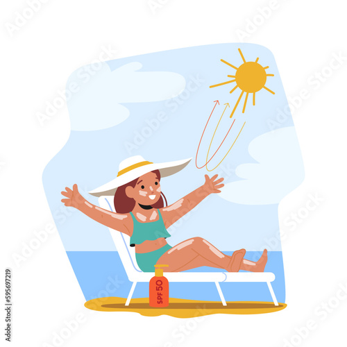 Joyful Child Protected With Skin Cream From Sunburn Ensuring Safety From Harmful Uv Rays, Promoting Healthy Skin