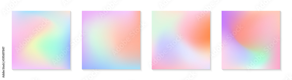 Vector set of mesh gradient backgrounds in cosmic colors.Copy space for text.Abstract iridescent illustrations in y2k aesthetic.Modern templates for banners,branding design,social media,covers. Vector set of mesh gradient backgrounds in cosmic colors.Copy space for text.Abstract iridescent illustrations in y2k aesthetic.Modern templates for banners,branding design,social media,covers.
