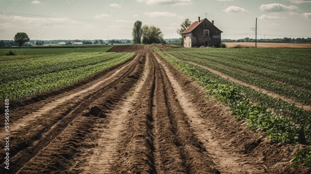 Farm production delivery fields landscape. Al generated Farm production delivery fields landscape. Al generated
