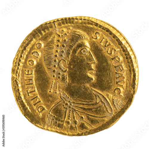 Canvas-taulu antike Goldmünze aus Ägypten: Person im Profil und großem Auge