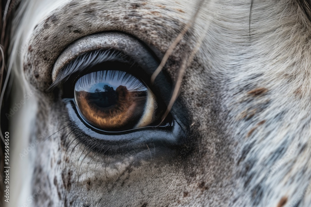 detailed close-up of a horse's eye. Generative AI
