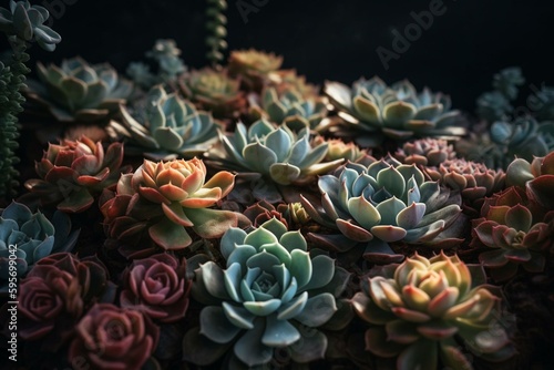 Stunning succulent collection. Generative AI