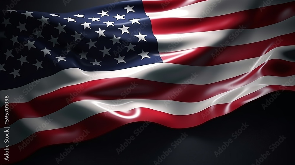 Illustration of the USA national flag realistic. Al generated - obrazy, fototapety, plakaty 