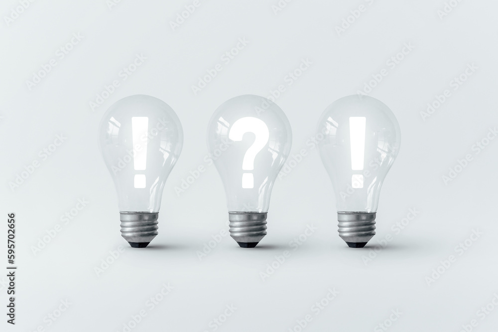 Glowing question mark inside a light bulb. Glowing question mark inside a light bulb.