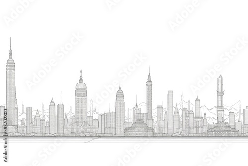 monochromatic cityscape with towering skyscrapers. Generative AI © 2rogan