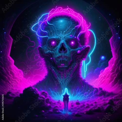 Cosmic Horror Neon Lighting Collection Generative AI