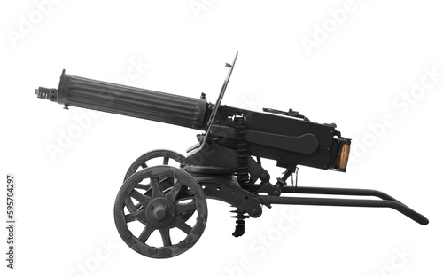 Military old maxim machine gun on a white background isolated photo