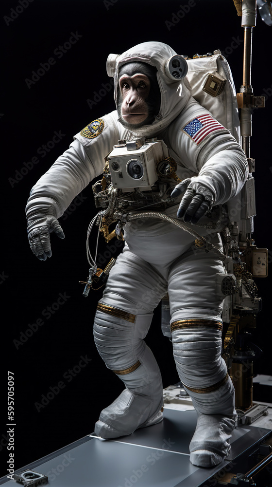 a monkey in space as an astronaut. a monkey in space as an astronaut.