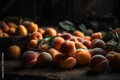 Apricots in background. Generative AI