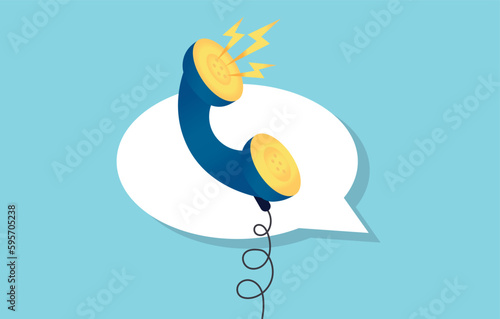 Call center bubble speech. Feedback and answers to frequently asked questions. Consultation and advice, hotline. Talking with service call support. Cartoon flat vector illustration