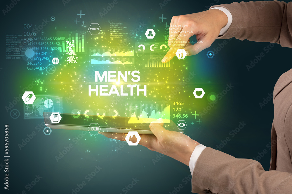 Close-up of a touchscreen with medical inscription concept Close-up of a touchscreen with medical inscription concept