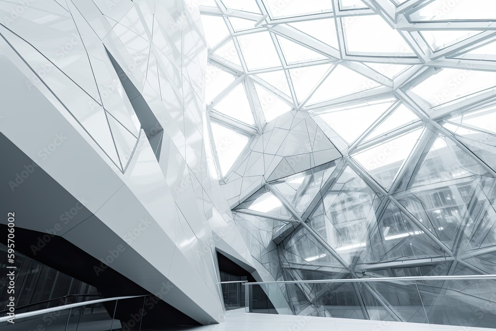 modern building with a transparent glass roof. Generative AI modern building with a transparent glass roof. Generative AI