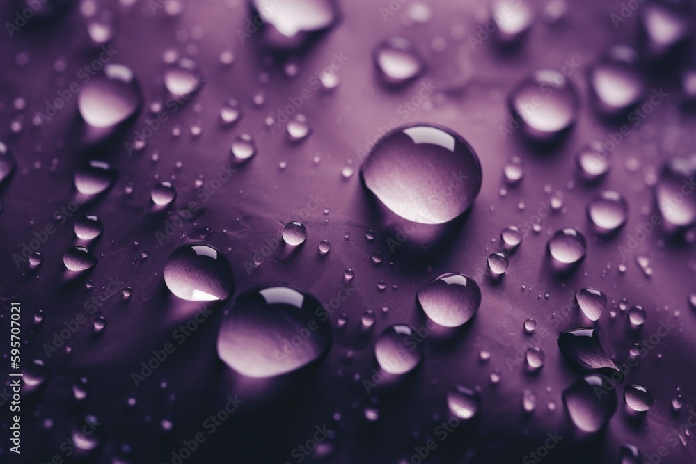 A violet and white macro banner displaying condensation drops, with ample copy-space. Generative AI