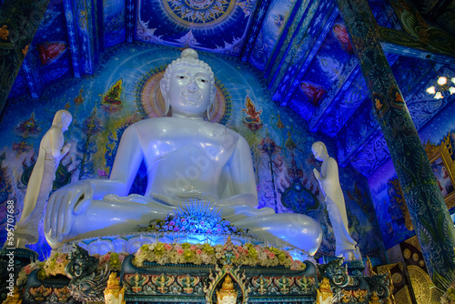 Blue Temple Wat Rong Suea Ten, Beautiful temple in Chiang Rai province 