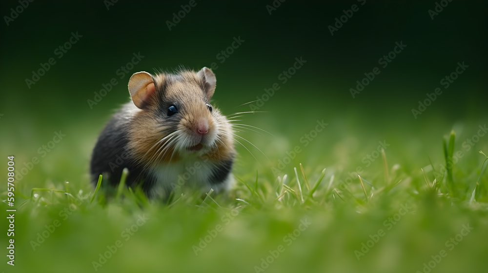 Cute Hamster sitting on the grass, generative AI Cute Hamster sitting on the grass, generative AI