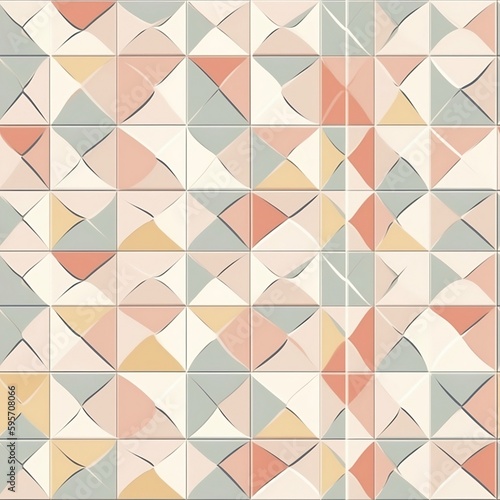 Seamless pastel geometric pattern with triangles created with Generative AI technology