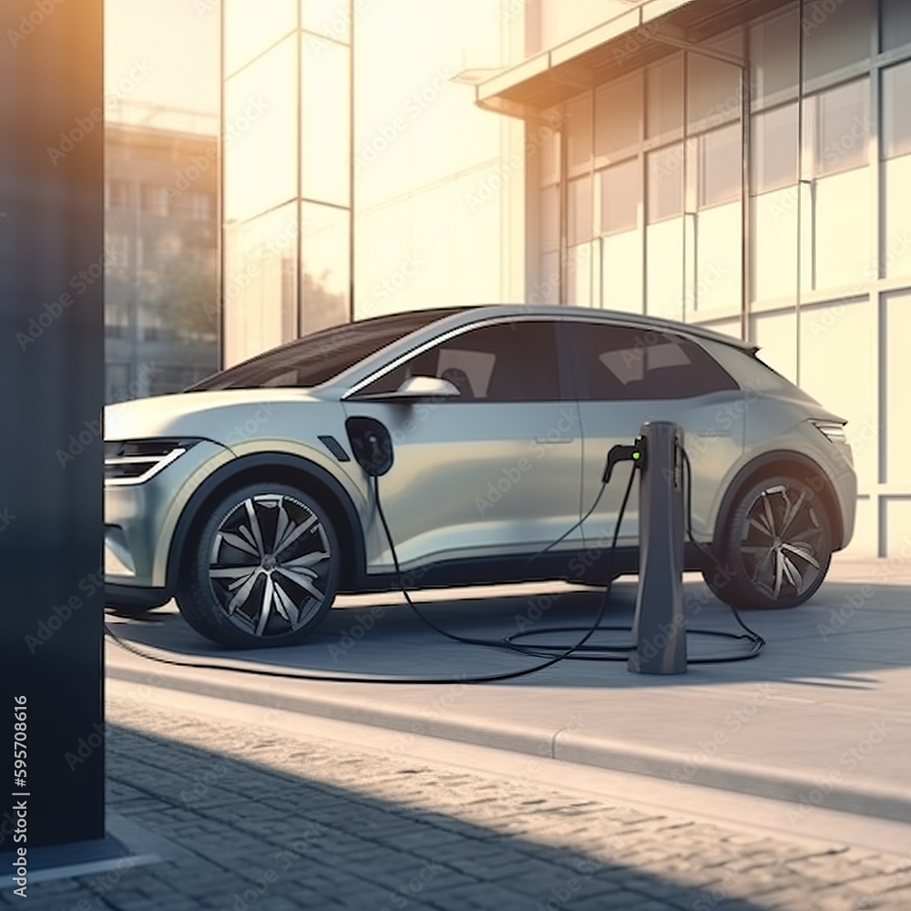 Electric vehicle charging at an electric vehicle charging station. Power supply for charging