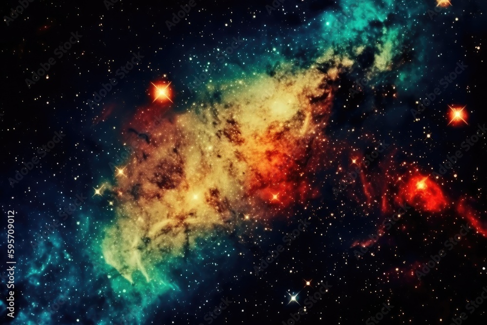 colorful galaxy with shining stars and nebula clouds. Generative AI