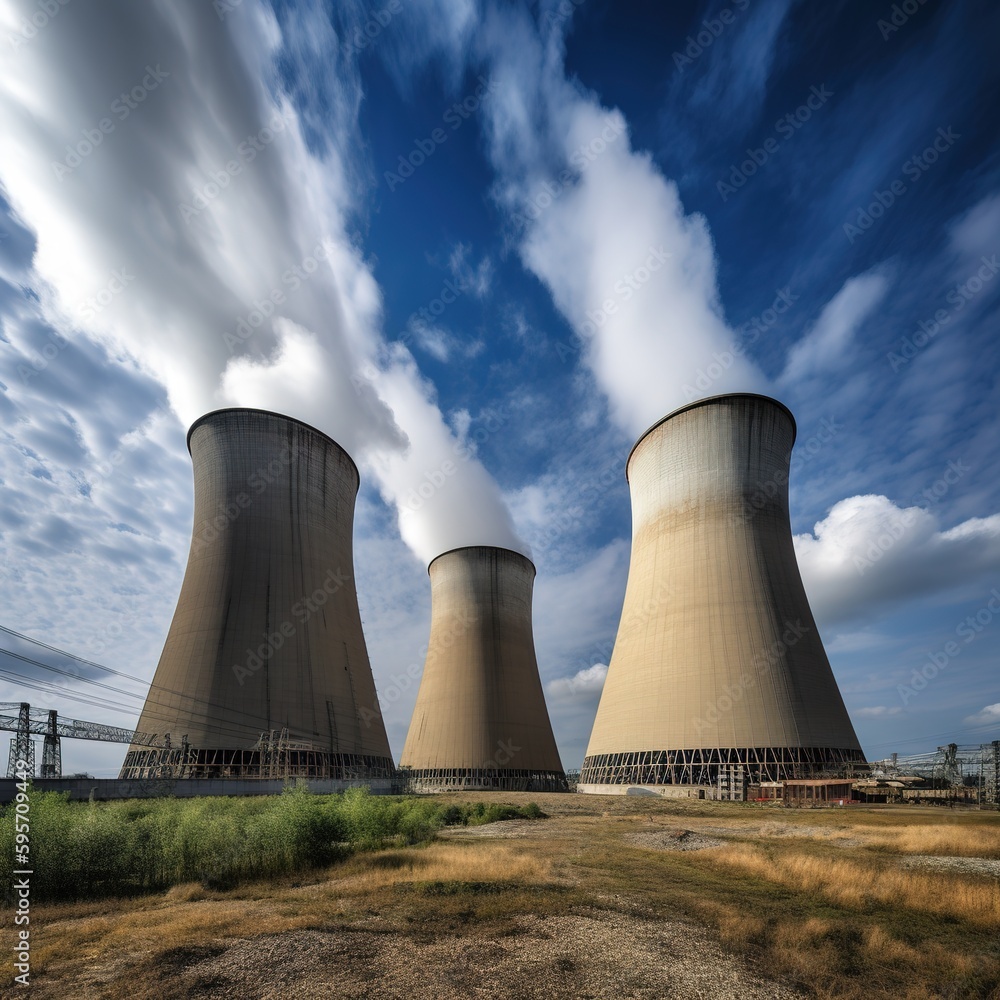 steaming power plant cooling towers. generative ai steaming power plant cooling towers. generative ai
