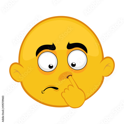 vector illustration emoticon face of character cartoon yellow picking nose