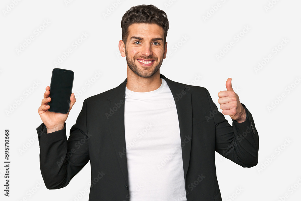 Young business caucasian man smiling and raising thumb up Young business caucasian man smiling and raising thumb up