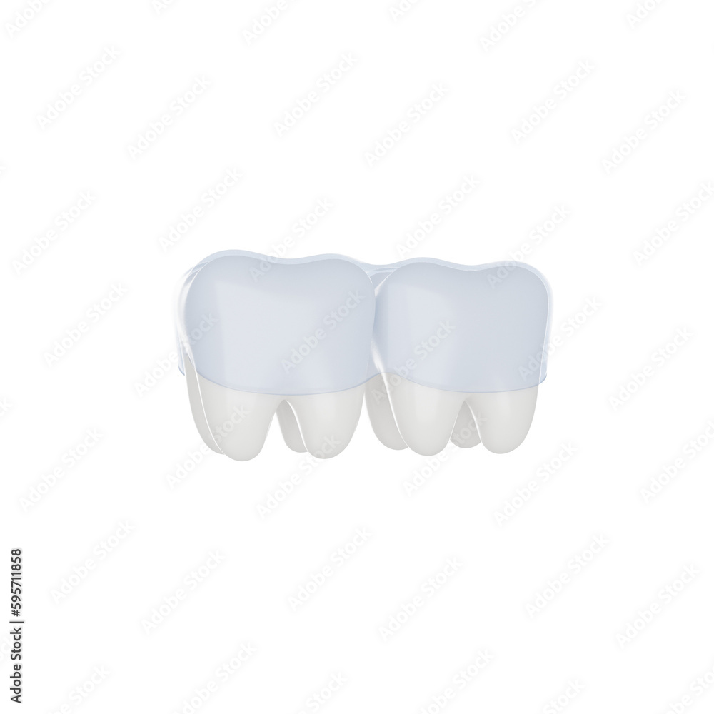 Mouth guard. Teeth with transparent formed retainer. 3D render icon isolated white background. Mouth guard. Teeth with transparent formed retainer. 3D render icon isolated white background.