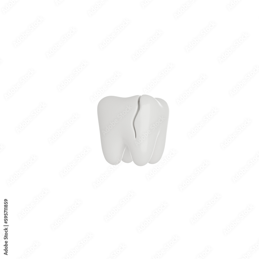 Broken Tooth or Cracked Teeth 3D render icon isolated white background. Broken Tooth or Cracked Teeth 3D render icon isolated white background.