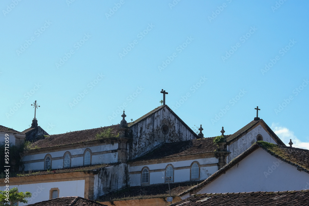 Close up details of church in Paraty, State of Rio de Janeiro, Brazil. Selective focus. Open space area. Close up details of church in Paraty, State of Rio de Janeiro, Brazil. Selective focus. Open space area.