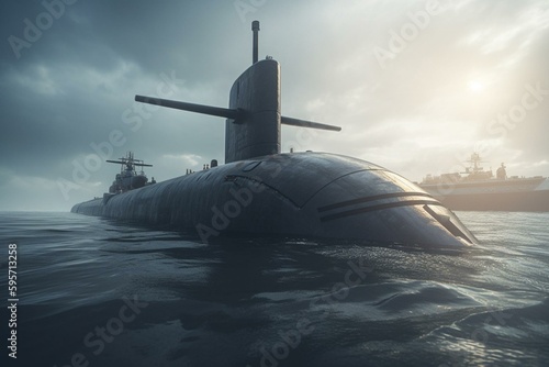 A ballistic missile submarine. Generative AI photo