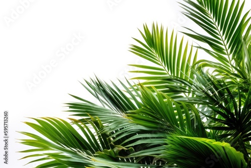 close up of a palm tree on a blank white background. Generative AI