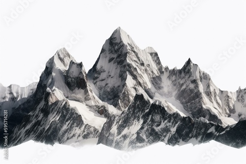 Transparent background PNG of isolated snowy mountains. Generative AI © Rafaela