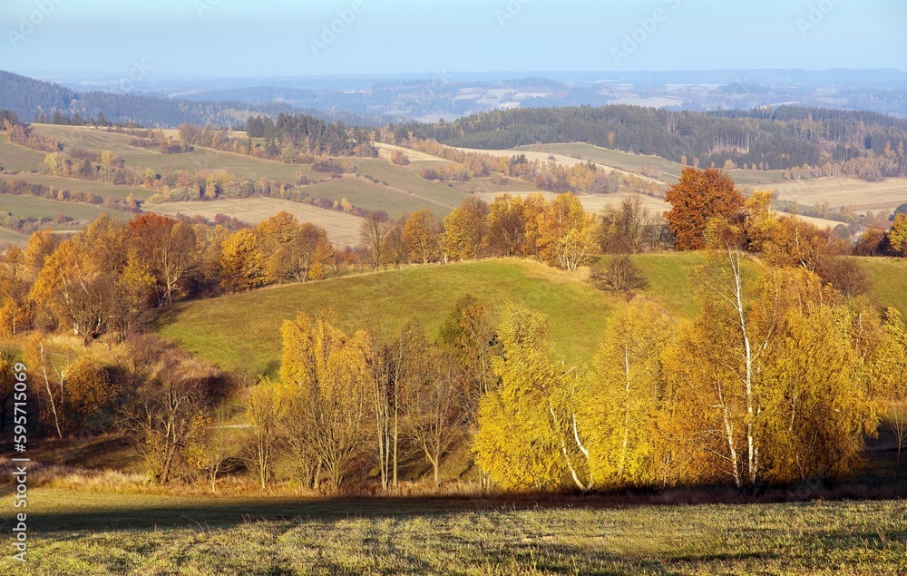 autumn panorama from bohemian and moravian highland
