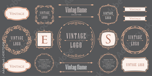 ビンテージフレーム。デザインテンプレート。ゴージャスな額のセット。