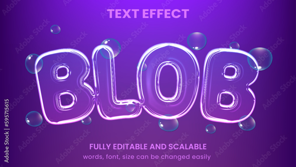 transparent bubble 3d graphic style editable text effect - obrazy, fototapety, plakaty 