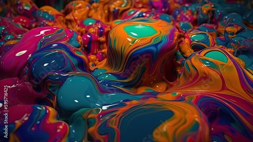 Colorful liquid overflow created by Generative AI technology
