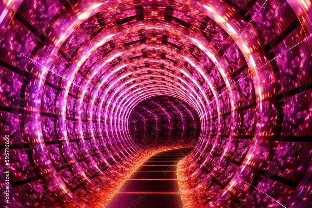 Fototapeta premium colorful light tunnel with a mesmerizing glow. Generative AI