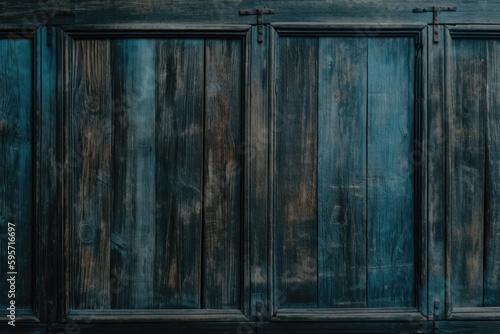 wooden wall with a variety of doors. Generative AI