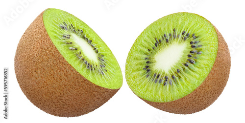 Cut in half ripe kiwi fruit, cut out