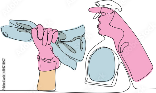 Home cleaning service landing page design concept, illustration of janitors with cleaning tools. Vector illustration