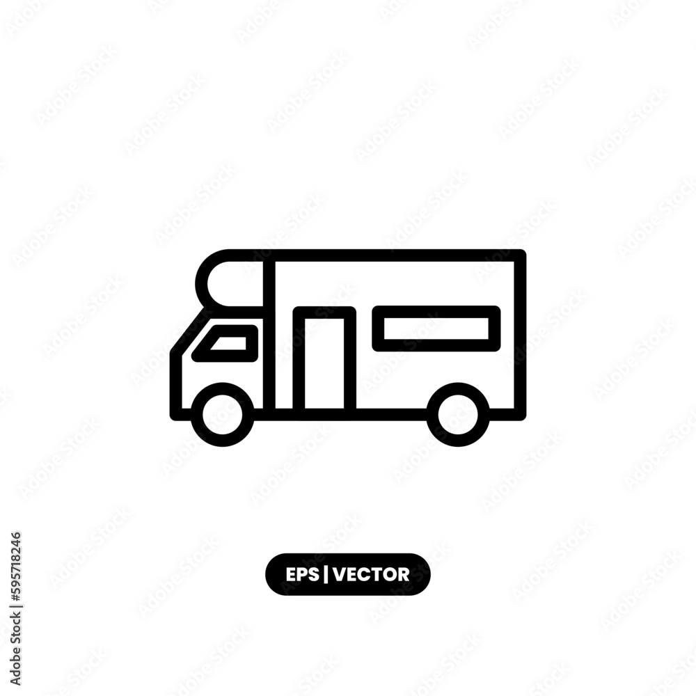Camper van icon vector illustration logo template for many purpose. Isolated on white background. Camper van icon vector illustration logo template for many purpose. Isolated on white background.