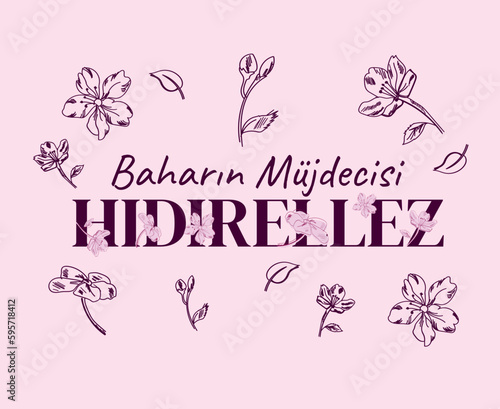 Baharin mujdecisi hidrellez. 5-6 mayis. Translate: The herald of spring, hydrellez. May 5-6. Vector illustration